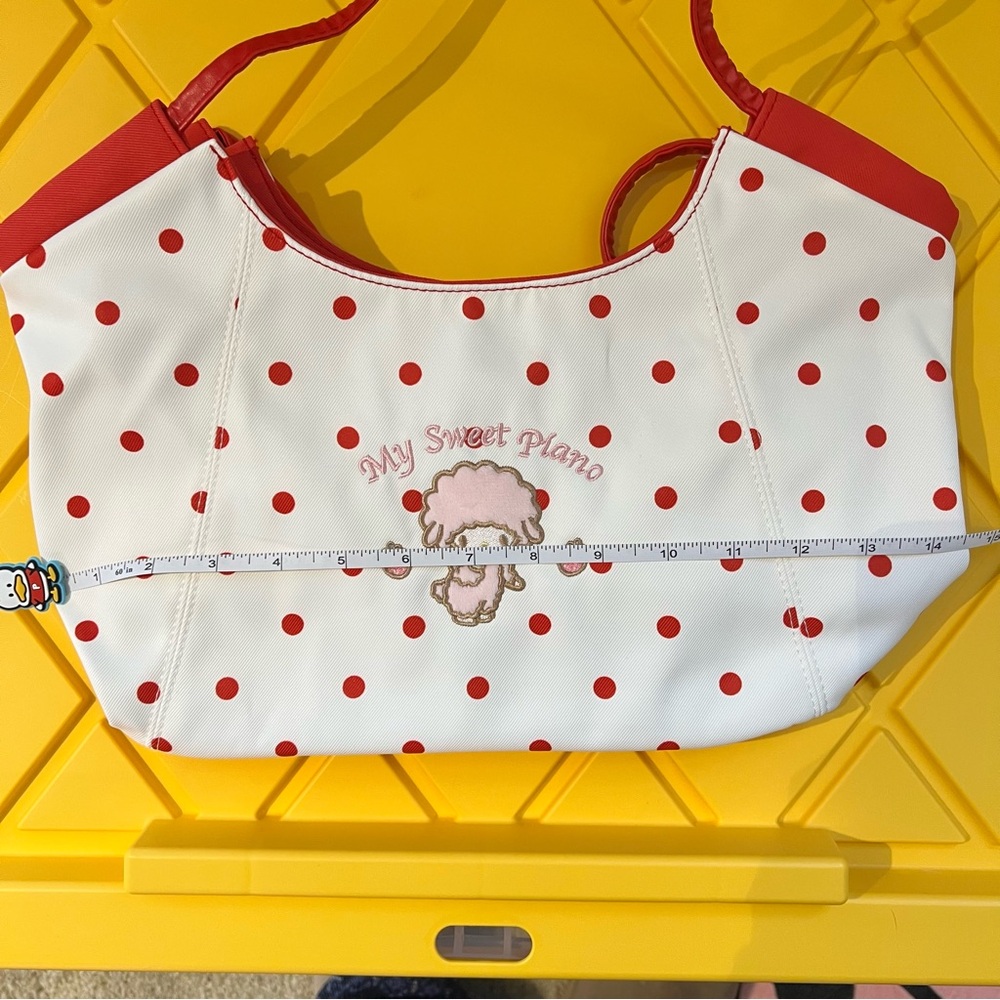 My Sweet Piano Vintage Retro Pinup Shoulder Bag Polka Dots Red & White - Picture 7 of 8
